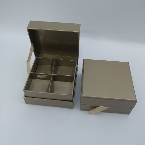 Glossy Gold Bookstyle Rigid Box with 4pc or 8 Partition Divider 
