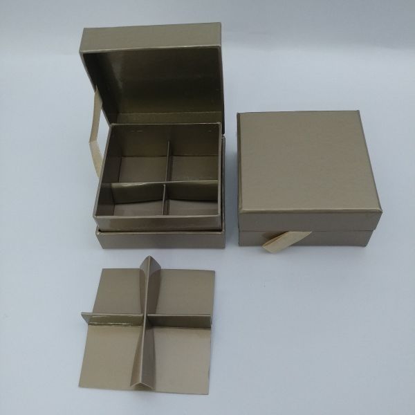 Glossy Gold Bookstyle Rigid Box with 4pc or 8 Partition Divider 