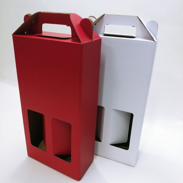 White Matt 2 Bottle Window Wine Box 