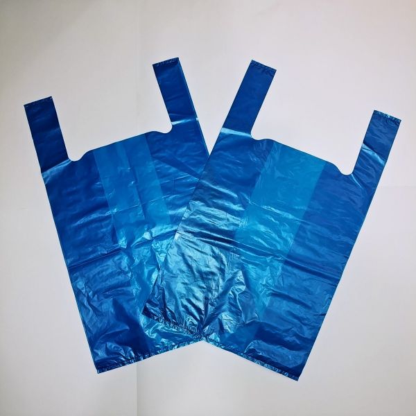 Blue HDPE Singlet Plastic Bag (100 pcs) [Large]