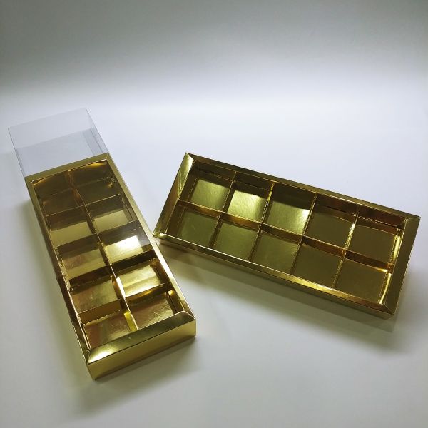  Gold Foil Box with PVC Sleeve Cover and Partition 