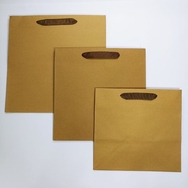 Big Base Brown Kraft Ribbon Handles Bag (100pcs) 