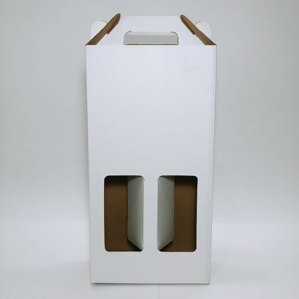 White Matt 2 Bottle Window Wine Box 