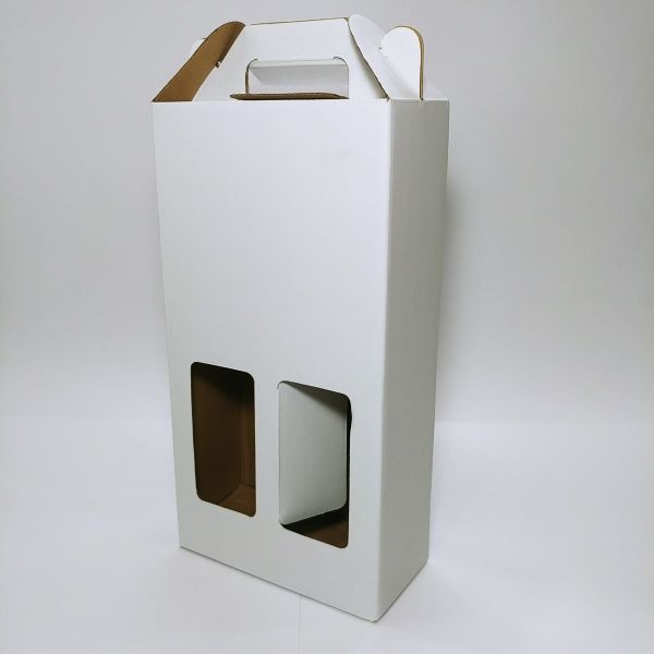 White Matt 2 Bottle Window Wine Box 