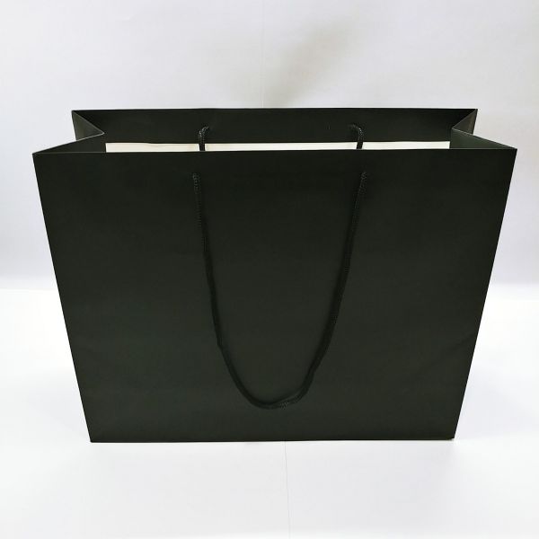 Matt Black Long Rope Handles Paper Bag 