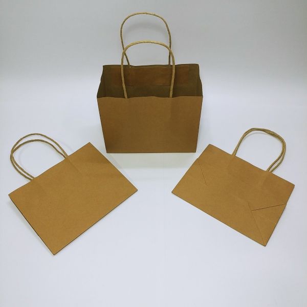 Brown Kraft Paper Twisted Handles Bag with Baseboard - Small