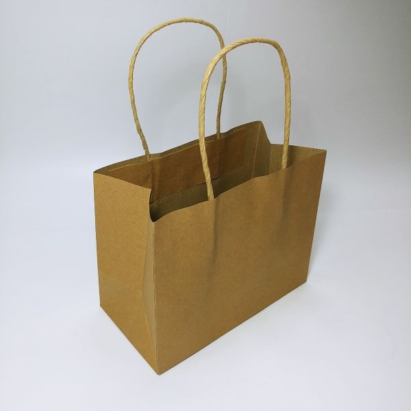 Brown Kraft Paper Twisted Handles Bag with Baseboard - Small