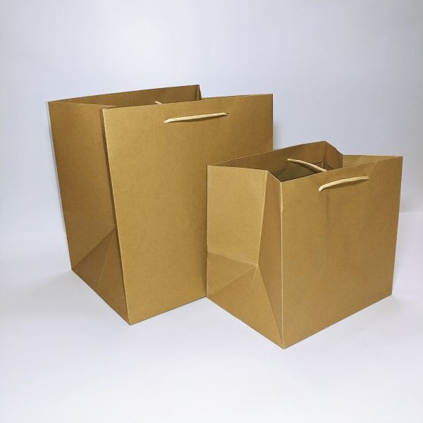 Big Base Brown Kraft Bag with Paper Twisted Handles and Baseboard  (100pcs)