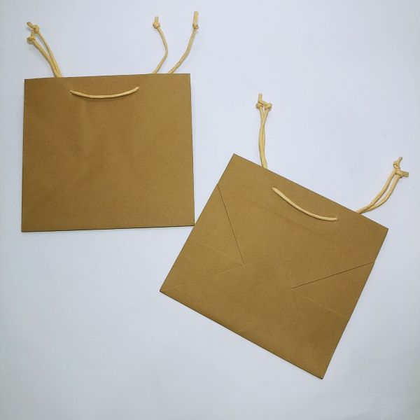 Big Base Brown Kraft Bag with Paper Twisted Handles and Baseboard  (100pcs)
