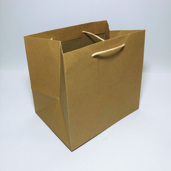 Big Base Brown Kraft Bag with Paper Twisted Handles and Baseboard  (100pcs)