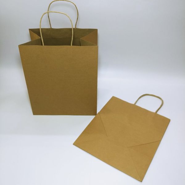 Brown Kraft Paper Twisted Handles Bag with Baseboard (100pcs)