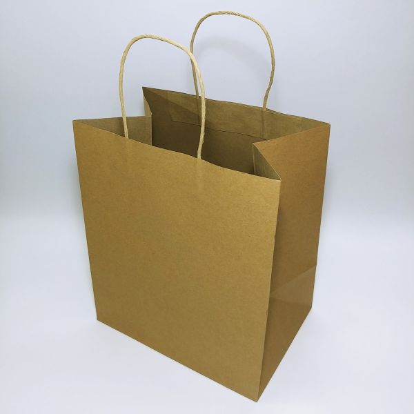 Brown Kraft Paper Twisted Handles Bag with Baseboard (100pcs)