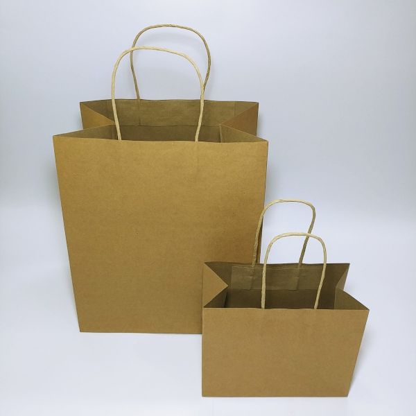 Brown Kraft Paper Twisted Handles Bag with Baseboard (100pcs)