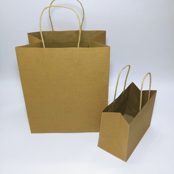 Brown Kraft Paper Twisted Handles Bag with Baseboard (100pcs)
