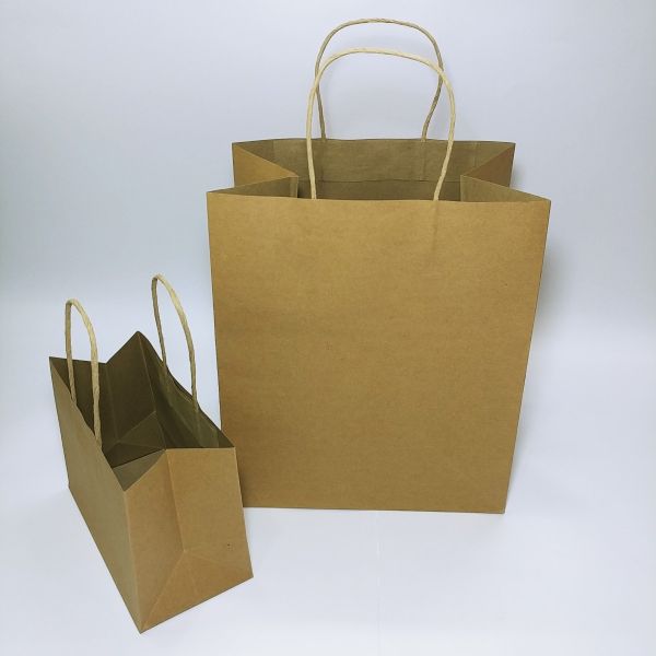 Brown Kraft Paper Twisted Handles Bag with Baseboard (100pcs)