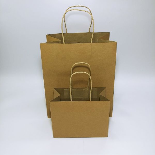 Brown Kraft Paper Twisted Handles Bag with Baseboard (100pcs)