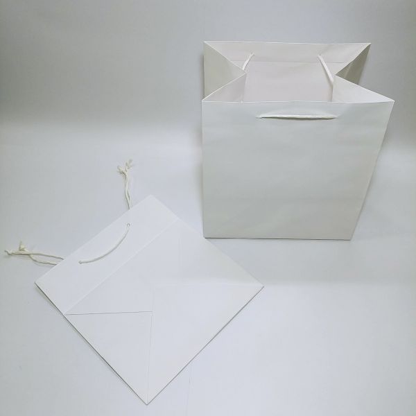 Big Base White Kraft Bag with Paper Twisted Handles and Baseboard