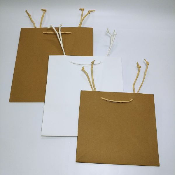 Big Base White Kraft Bag with Paper Twisted Handles and Baseboard