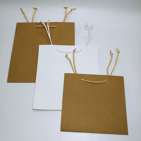 Big Base Brown Kraft Bag with Paper Twisted Handles and Baseboard  (100pcs)