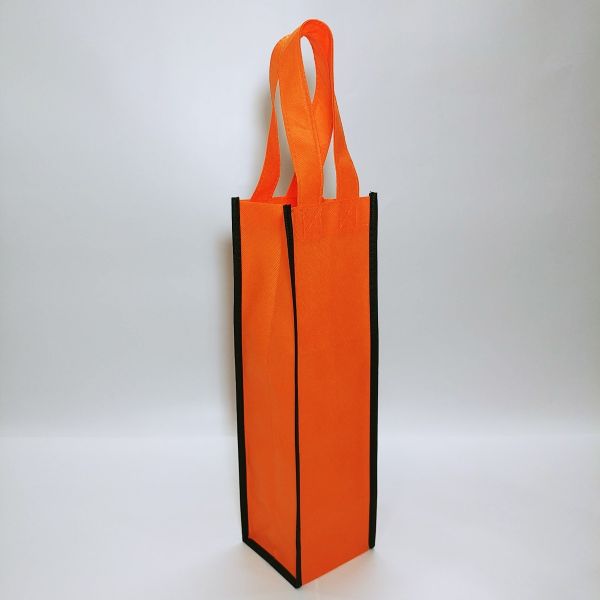 Orange/Black Non Woven Single Wine Bag 