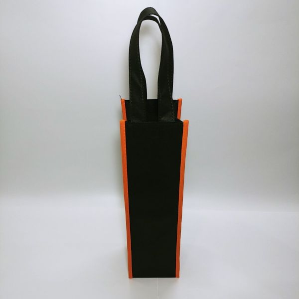 Black/Orange Non Woven Single Wine Bag