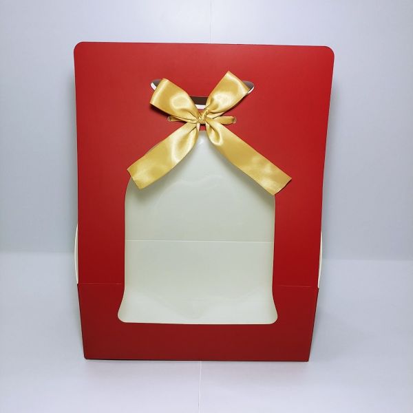 Maroon Red Matt Gift Box with Die Cut Handles & PVC Window 