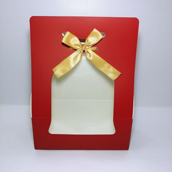 Maroon Red Matt Gift Box with Die Cut Handles & PVC Window 