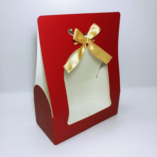 Maroon Red Matt Gift Box with Die Cut Handles & PVC Window 