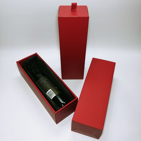 Matt Black and Red Texture Single Wine  Drawer Box 
