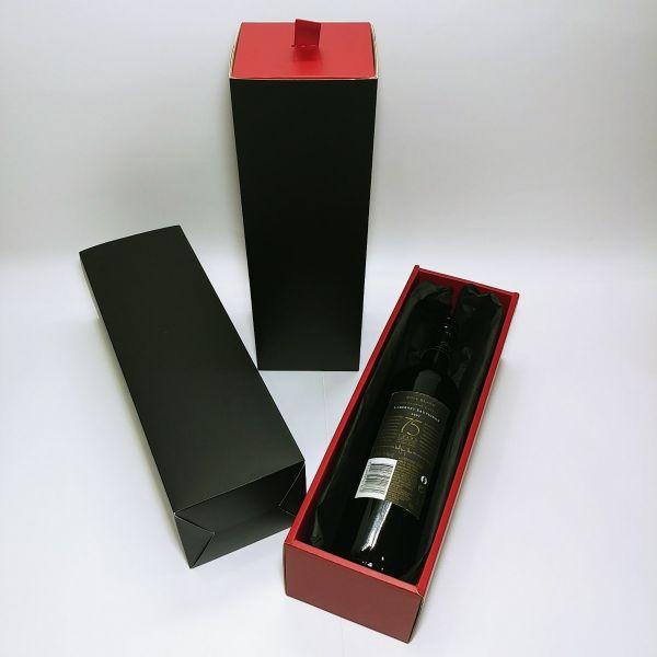 Matt Black and Red Texture Single Wine  Drawer Box 