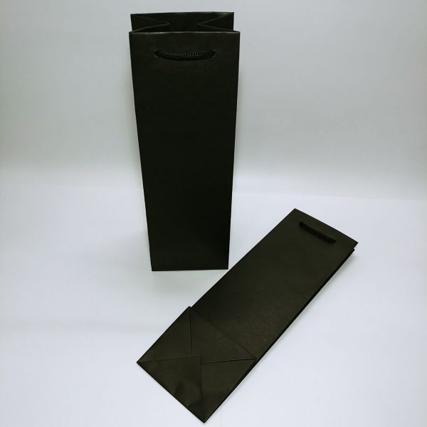 Black Brown Kraft Single Wine Bag  