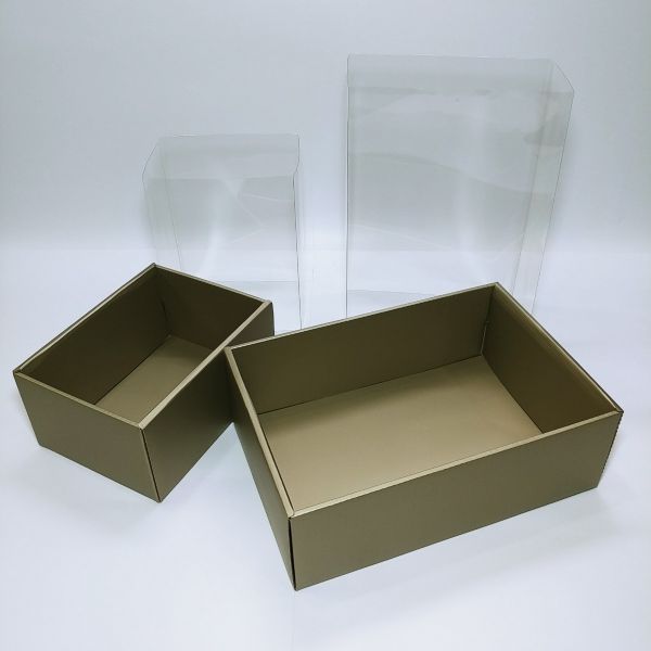  Matt Gold Corrugated Box with Pvc Sleeve Cover