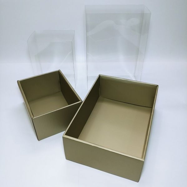  Matt Gold Corrugated Box with Pvc Sleeve Cover