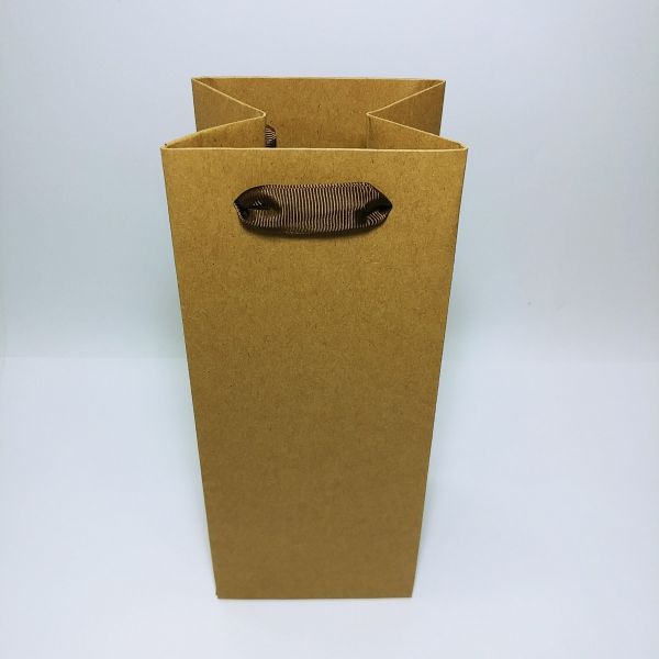 Brown Kraft Ribbon Handles Bag - Small