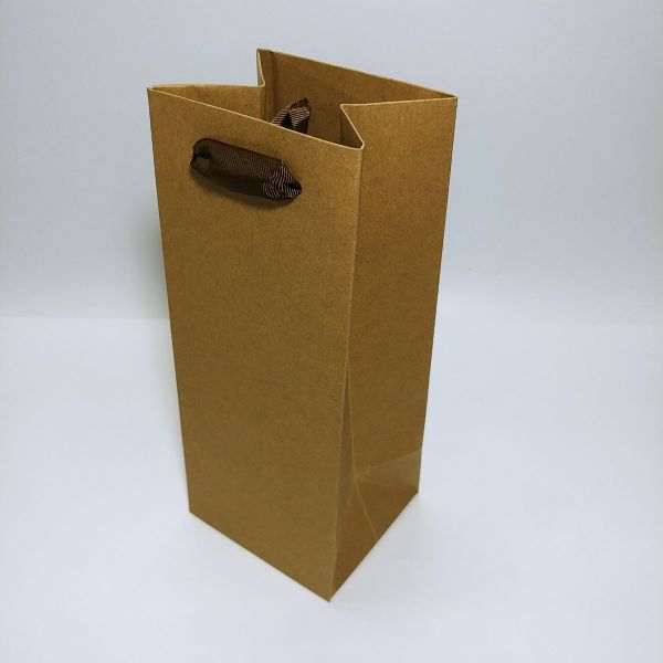Brown Kraft Ribbon Handles Bag - Small
