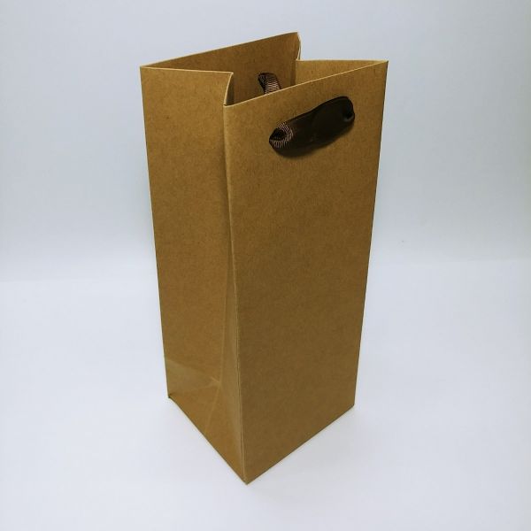 Brown Kraft Ribbon Handles Bag - Small