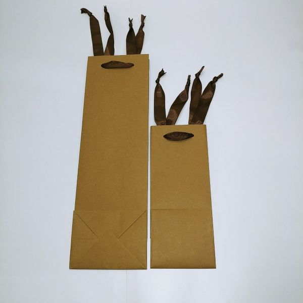 Brown Kraft Ribbon Handles Bag - Small