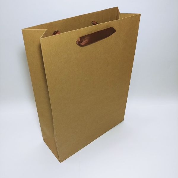 Brown Kraft Ribbon Handles Bag - L and XL