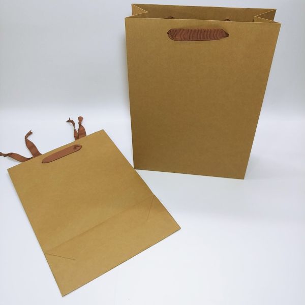 Brown Kraft Ribbon Handles Bag - L and XL