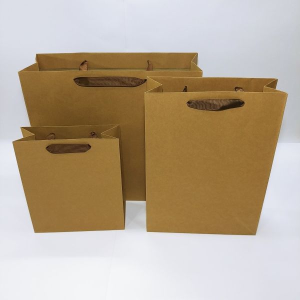 Brown Kraft With Ribbon Handles Bag 