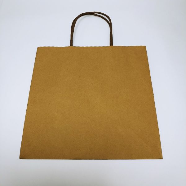 Big Base Brown Kraft Paper Twisted Handles Bag with Baseboard - Large