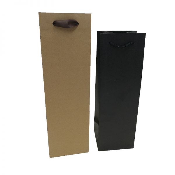 Black Brown Kraft Single Wine Bag  