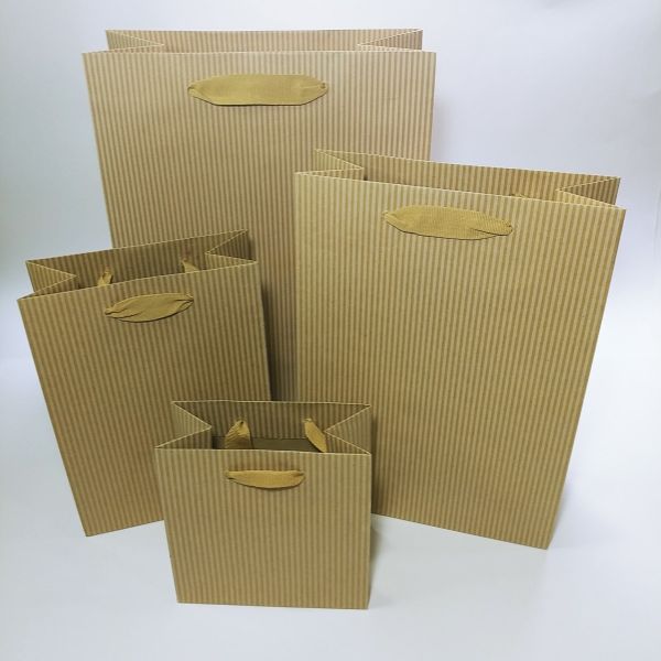 Brown Kraft White Stripes Paper Bag