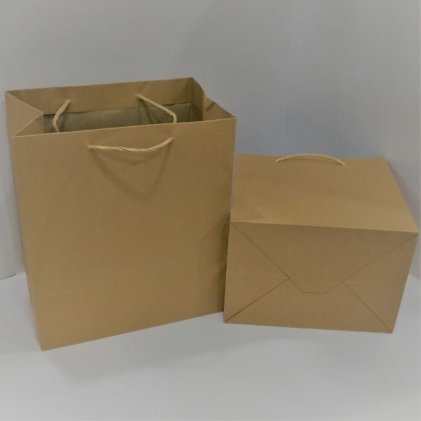 Big Base Brown Kraft Bag with Paper Twisted Handles and Baseboard  (100pcs)