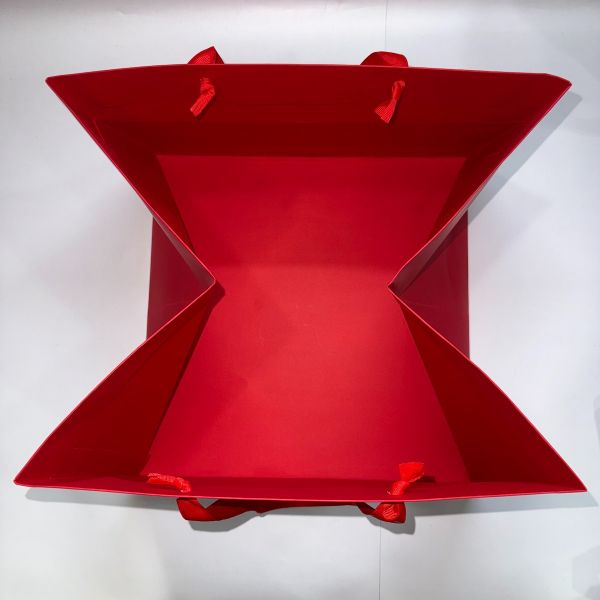 Red Card Big Square Base Bag with Ribbon Handles[XXLarge]
