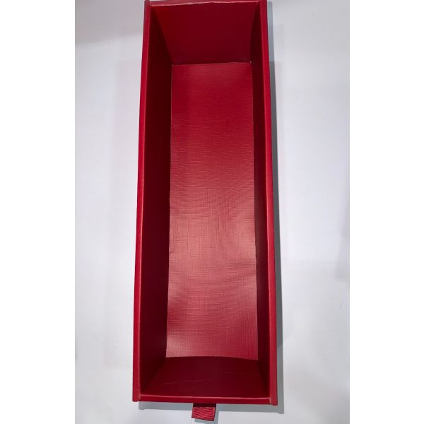 Matt Black and Red Texture Single Wine  Drawer Box  with Ribbon Handles 