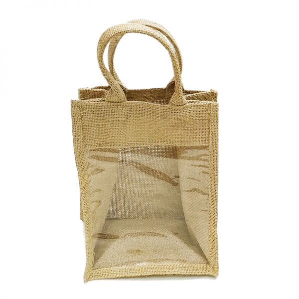 Brown Jute Bag with PVC Window - Medium
