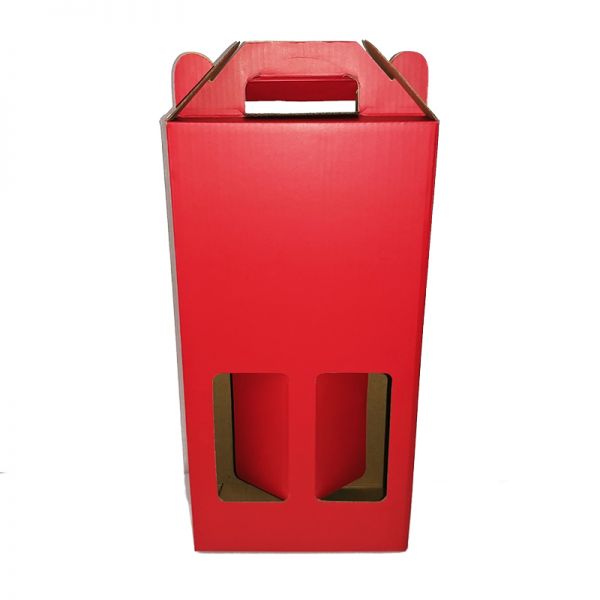 Red Matt 2 Bottle Window Wine Box  