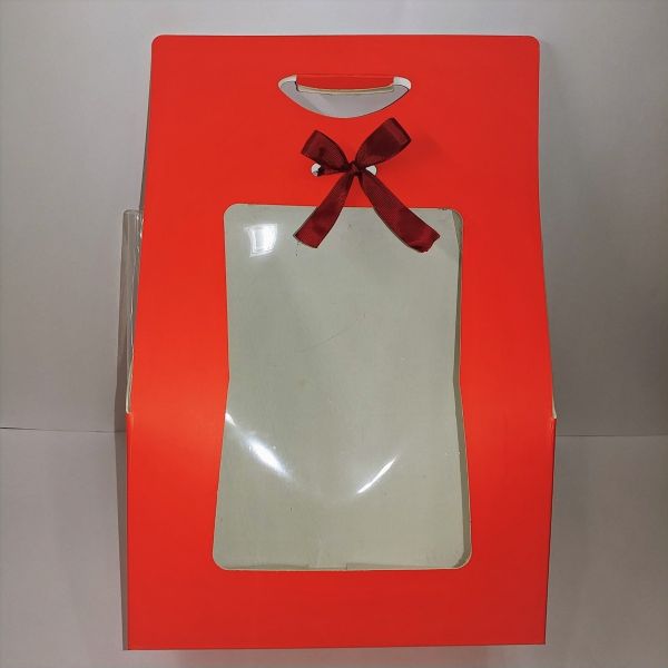 Maroon Red Matt Gift Box with Die Cut Handles & PVC Window 