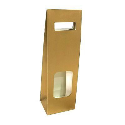 Gold Matt 1 Bottle Window Wine Box 